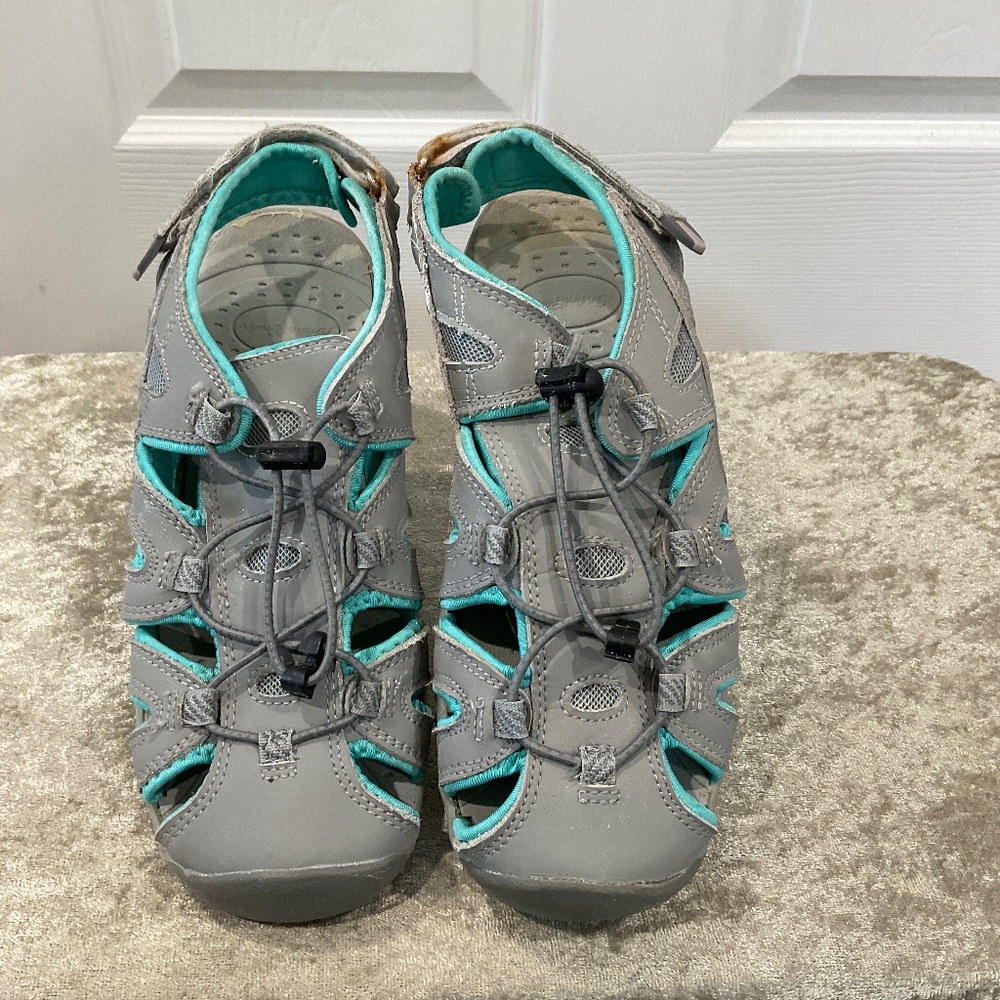 Eddie Bauer Teal and Gray Bump Toe Mary Water Shoes, Size 7